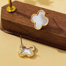 Load image into Gallery viewer, Mother of Pearl Clover Stud Earrings | 80E62351: GOLD