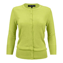 Load image into Gallery viewer, Women's 3/4 Sleeve Crewneck Knit Cardigan Sweater CO079M: PEACH BEIGE / S