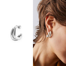Load image into Gallery viewer, Double-Hoop Sculptural Earrings | 40E491: SILVER