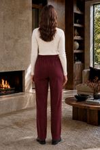 Load image into Gallery viewer, High Rise Twill Tailored Pants: BLACK NOIR / L