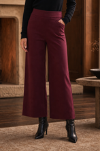Load image into Gallery viewer, High Rise Twill Wide-Leg Pants : BORDEAUX WINE / L