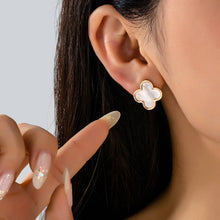 Load image into Gallery viewer, Mother of Pearl Clover Stud Earrings | 80E62351: GOLD