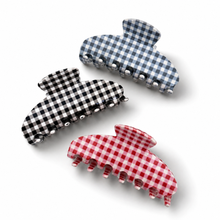 Load image into Gallery viewer, Gingham Check Acetate Hair Claw Clip – Medium Hold: Red Gingham