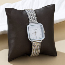 Load image into Gallery viewer, SQUARE FACED MESH BAND BRACELET WATCH | 80W003: Gold-White