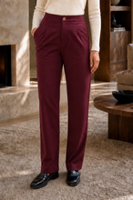Load image into Gallery viewer, High Rise Twill Tailored Pants: BLACK NOIR / L