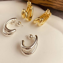 Load image into Gallery viewer, Double-Hoop Sculptural Earrings | 40E491: SILVER