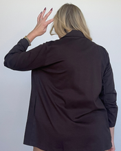 Load image into Gallery viewer, Person wearing a dark brown blazer against a plain background
