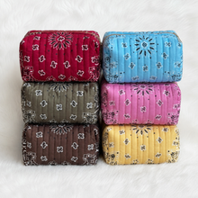 Load image into Gallery viewer, Ellison+Young Bandana Cosmetic Case, Everyday Travel Pouch: Moss Olive
