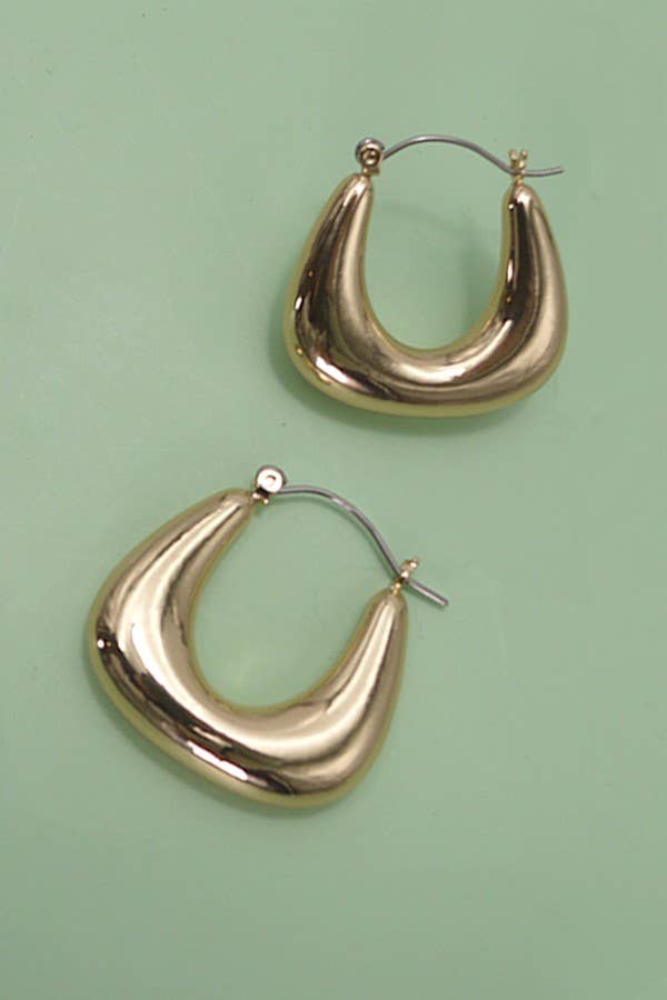 Bubble Puffy U Shape Tube Hoop Earrings