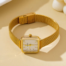 Load image into Gallery viewer, SQUARE FACED MESH BAND BRACELET WATCH | 80W003: Gold-White
