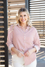 Load image into Gallery viewer, Kathryn Classic Button-Up, Red Stripes: Red / S
