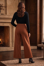 Load image into Gallery viewer, High Rise Twill Wide-Leg Pants : BORDEAUX WINE / L
