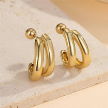 Load image into Gallery viewer, Double-Hoop Sculptural Earrings | 40E491: SILVER
