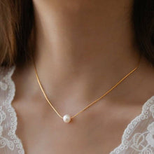 Load image into Gallery viewer, 18K STAINLESS STEEL TARNISH FREE PEARL NECKLACE | 40NK9649: GOLD
