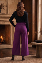Load image into Gallery viewer, High Rise Twill Wide-Leg Pants : BORDEAUX WINE / L
