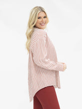Load image into Gallery viewer, Kathryn Classic Button-Up, Red Stripes: Red / S
