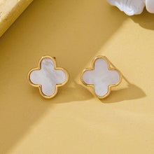 Load image into Gallery viewer, Mother of Pearl Clover Stud Earrings | 80E62351: GOLD
