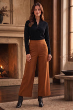 Load image into Gallery viewer, High Rise Twill Wide-Leg Pants : BORDEAUX WINE / L
